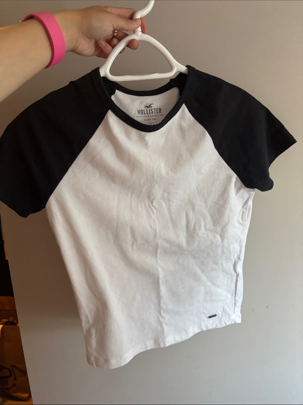 Hollister Black & White Raglan Tee